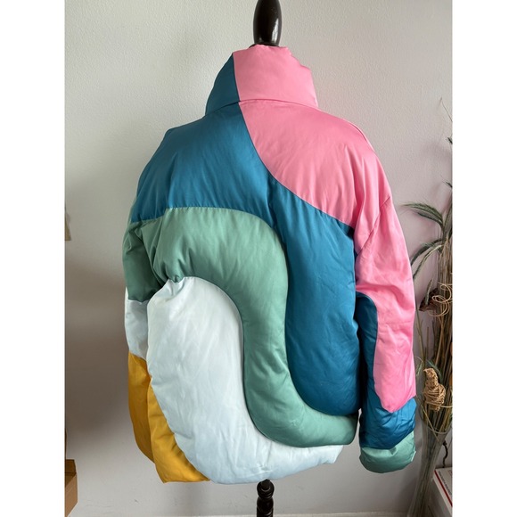 YITAI XL Oversized Puffer Jacket Color Block Quilted High Collar Padded Coat‎ - Picture 4 of 8